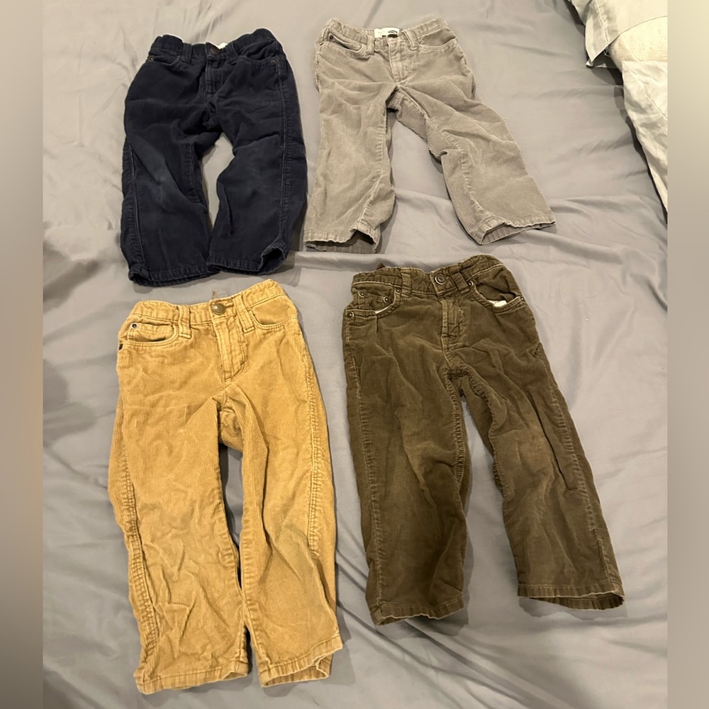 Boys corduroy pants size 2T (3 old navy, olive green is Gap)